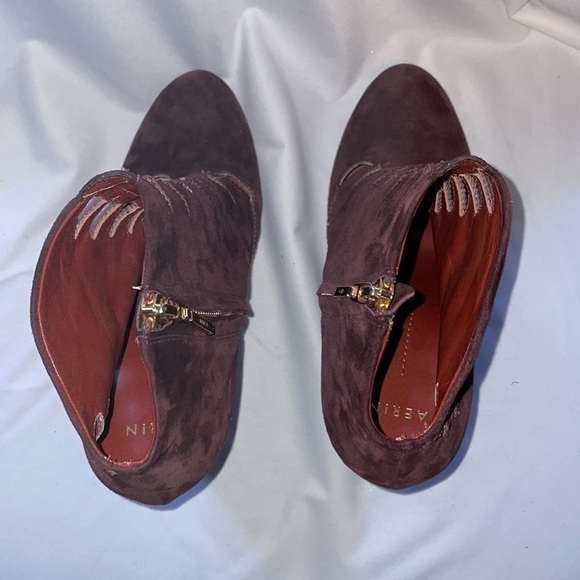 Aerin Stenet Bootie Maroon Suede Leather Cut Out Heeled Bootie size 8 - Picture 14 of 14